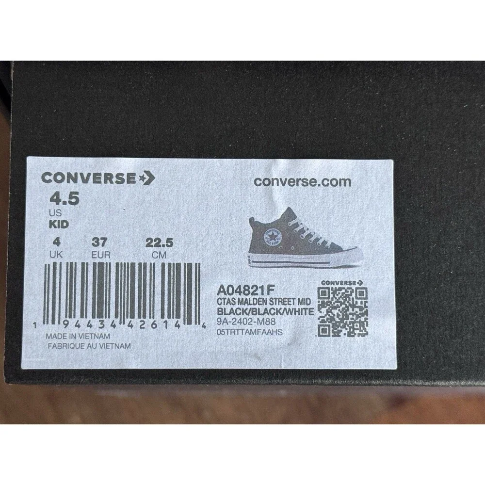 Size Youth 4.5/Women's 6 Converse Kid A04821F CTAS Malden Street Mid Shoes NIB